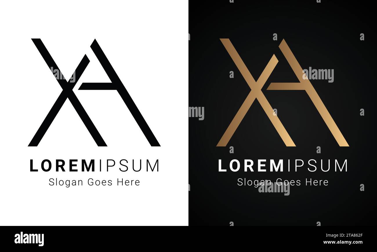 Luxury Initial XA or AX Monogram Text Letter Logo Design Stock Vector