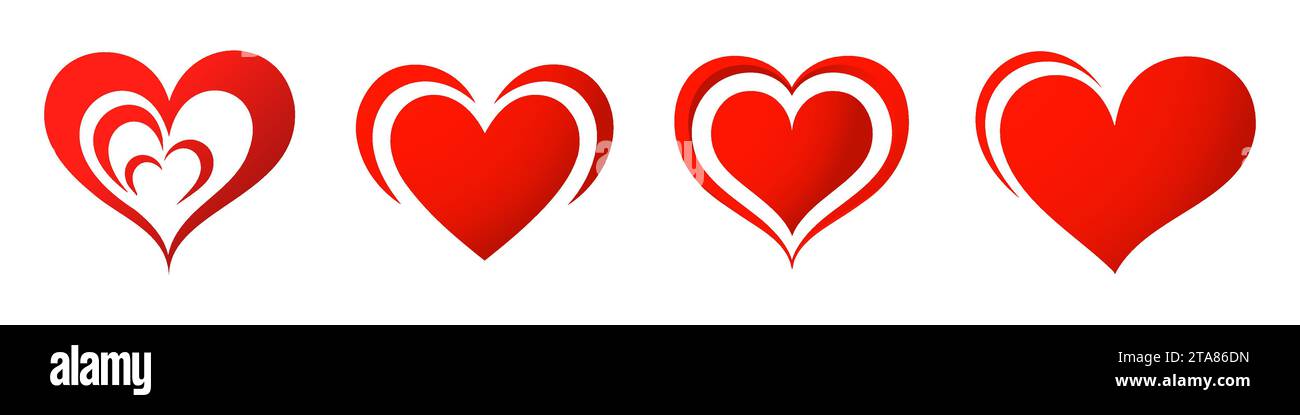 Heart icon collection, love symbols on white background Stock Vector ...