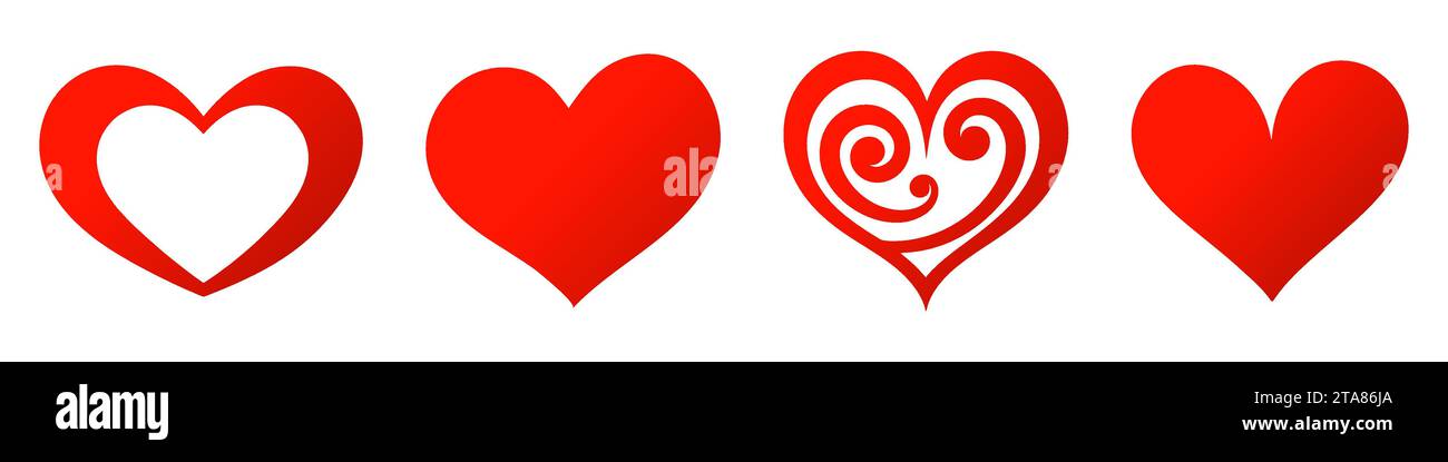 Heart icon collection, love symbols on white background Stock Vector ...