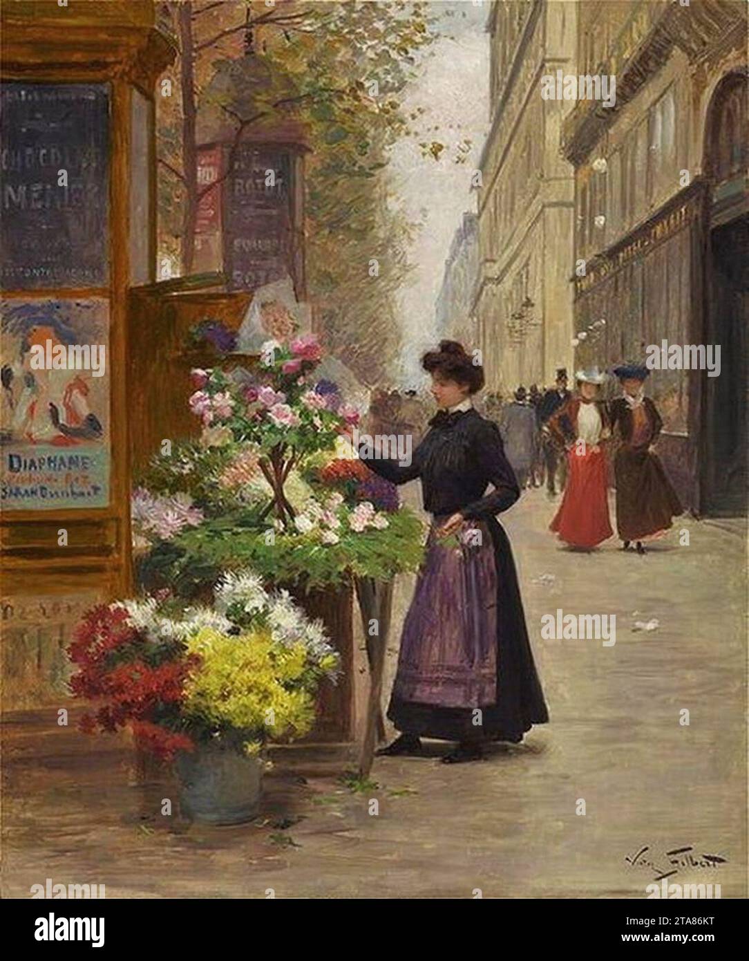 Victor Gabriel Gilbert - A flower seller. Stock Photo