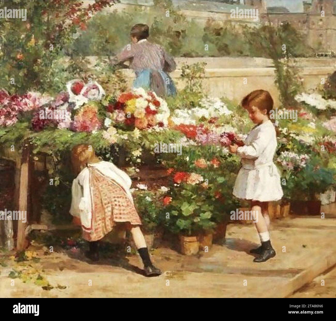 Victor Gabriel Gilbert - The Young Flower Seller. Stock Photo