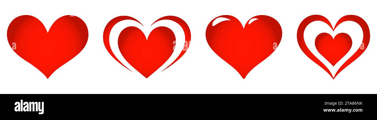 Heart icon collection, love symbols on white background Stock Vector ...