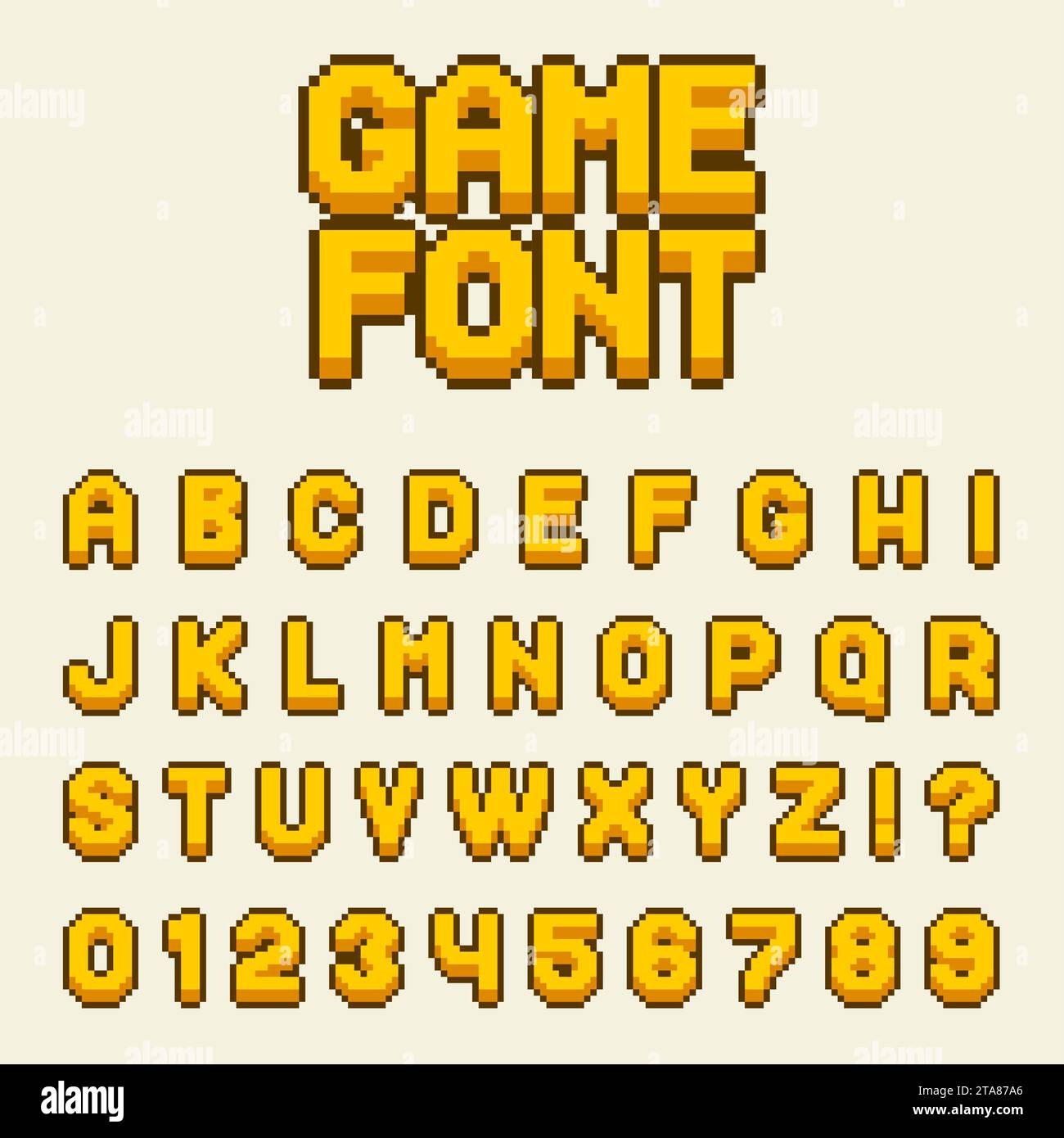 Video game pixelated 3d font. 8 bit pixel art old school latin alphabet  with anaglyph distortion effect. Abc retro for game, alphabet pixel and  numbe Stock Vector Image & Art - Alamy