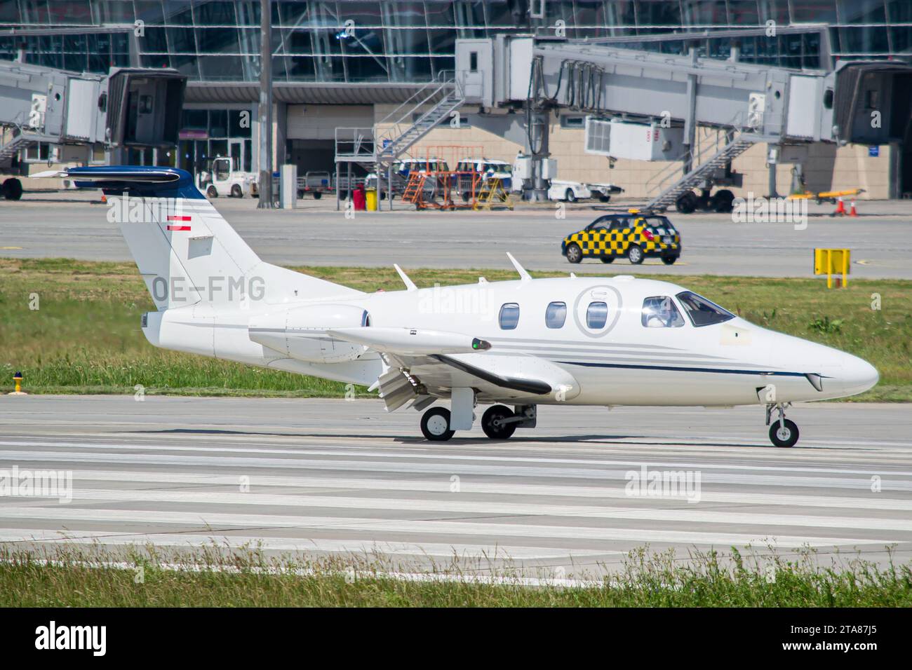 Mail Air Eclipse Aviation Eclipse 500 aircraft taxiing after landing in Lviv Stock Photo