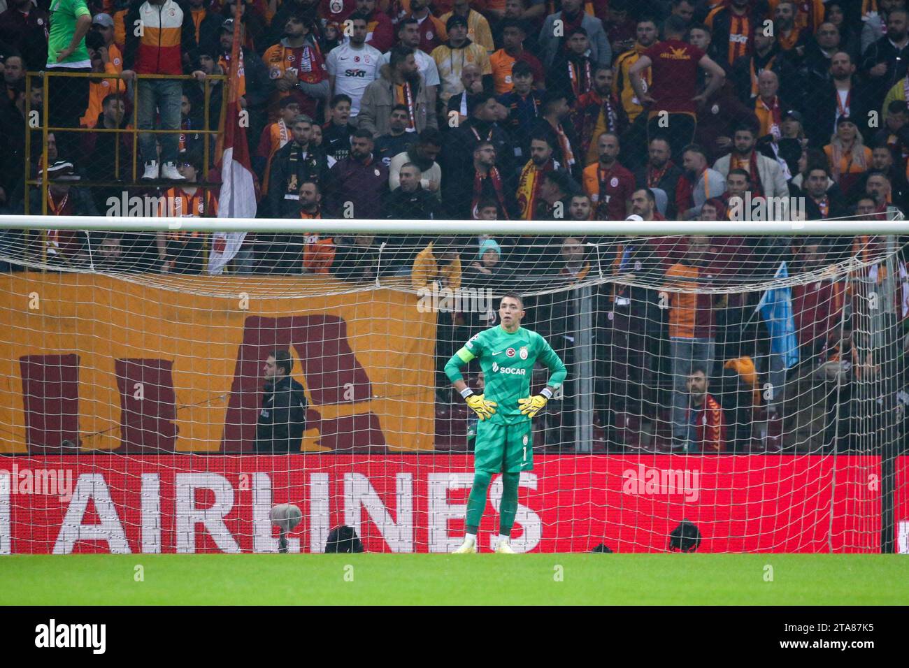 Istanbul, Turkey. 29th Nov, 2023. ISTANBUL, TURKEY - NOVEMBER 29: Fernando Muslera of Galatasaray AS looks dejected after conceding the team's second goal during the Group A - UEFA Champions League 2023/24 match between Galatasaray A.S. and Manchester United at the Ali Sami Yen Arena on November 29, 2023 in Istanbul, Turkey. ( Credit: BSR Agency/Alamy Live News Stock Photo