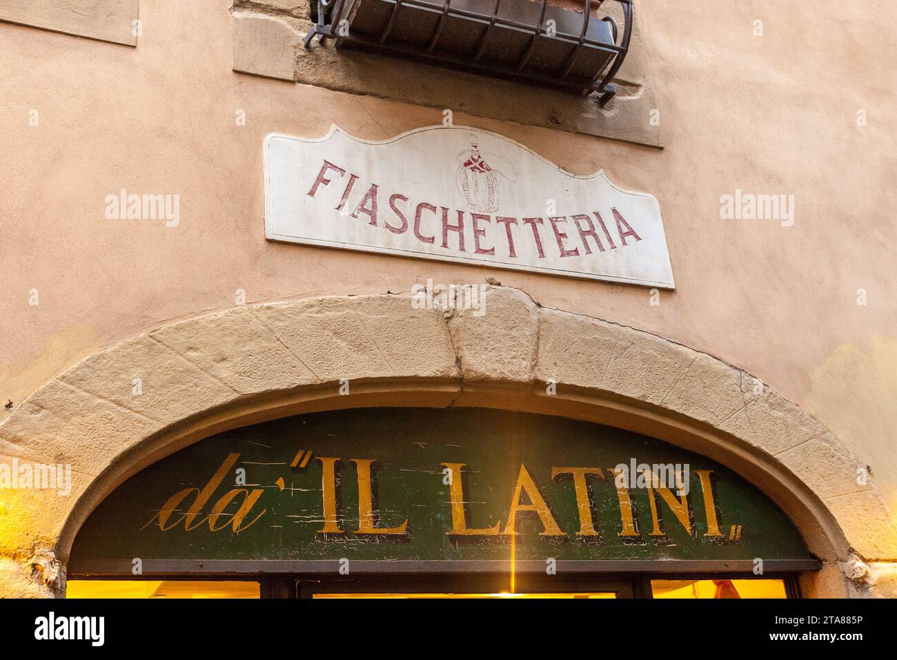 Sign above the entrance door of the fiaschetteria da 'Il Latini', Florence, Italy Stock Photo