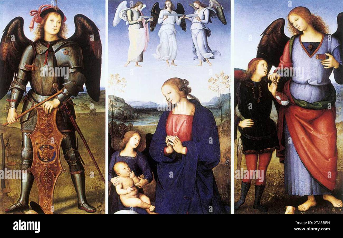 Polypych Polyptych of Certosa di Pavia (details) c. 1499 by Pietro Perugino ...