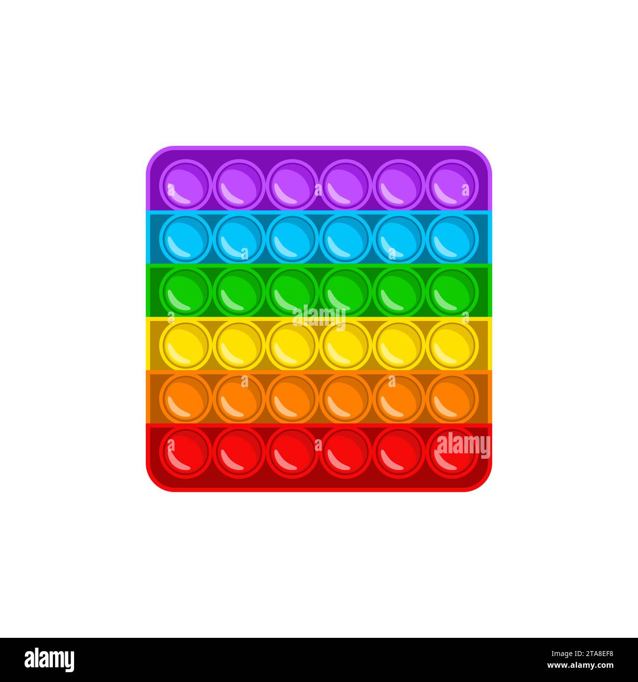 Pop it fidget, Trendy antistress sensory toy isolated on white background. Square shape antistress children game. Colorful hand toy with push bubbles. Stock Vector