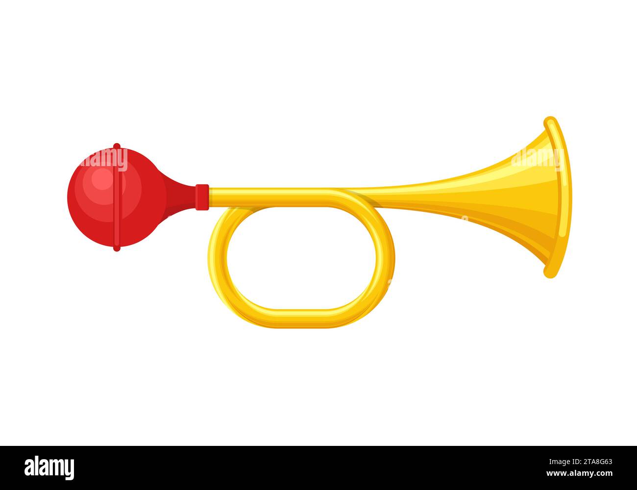 Signal horn isolated on white background. Air horn, sound signal. Rubber bike klaxon trumpet. Vector illustration. Stock Vector