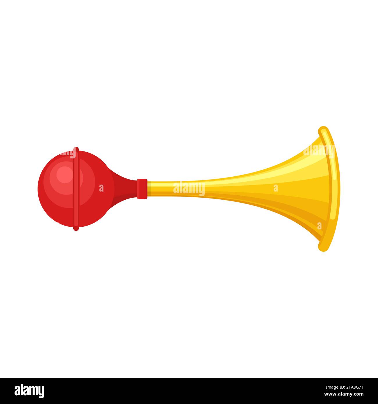 Signal horn isolated on white background. Air horn, sound signal. Rubber bike klaxon trumpet. Vector illustration. Stock Vector
