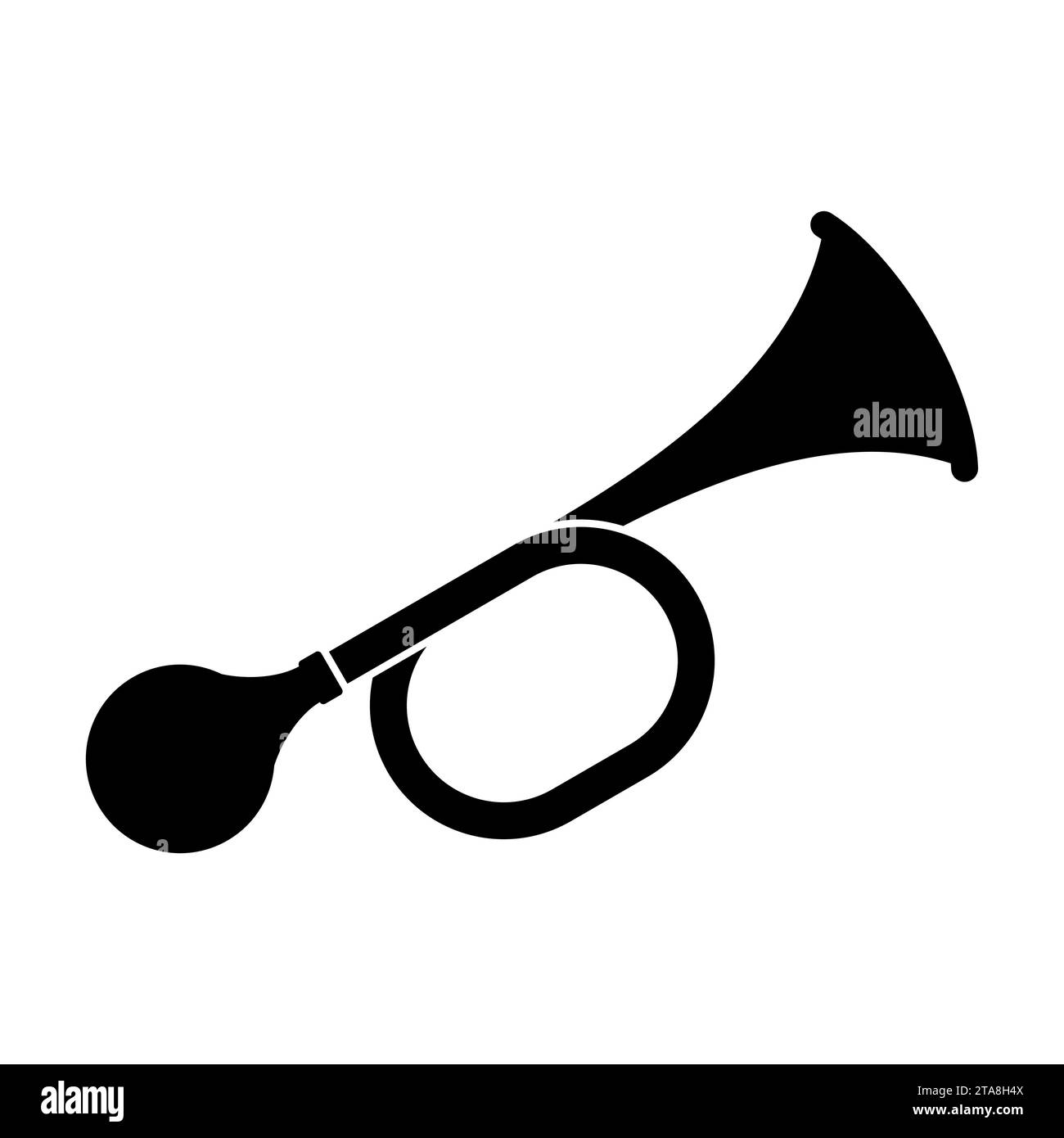 Signal horn icon isolated on white background. Air horn, sound signal symbol. Rubber bike klaxon trumpet. Vector illustration. Stock Vector
