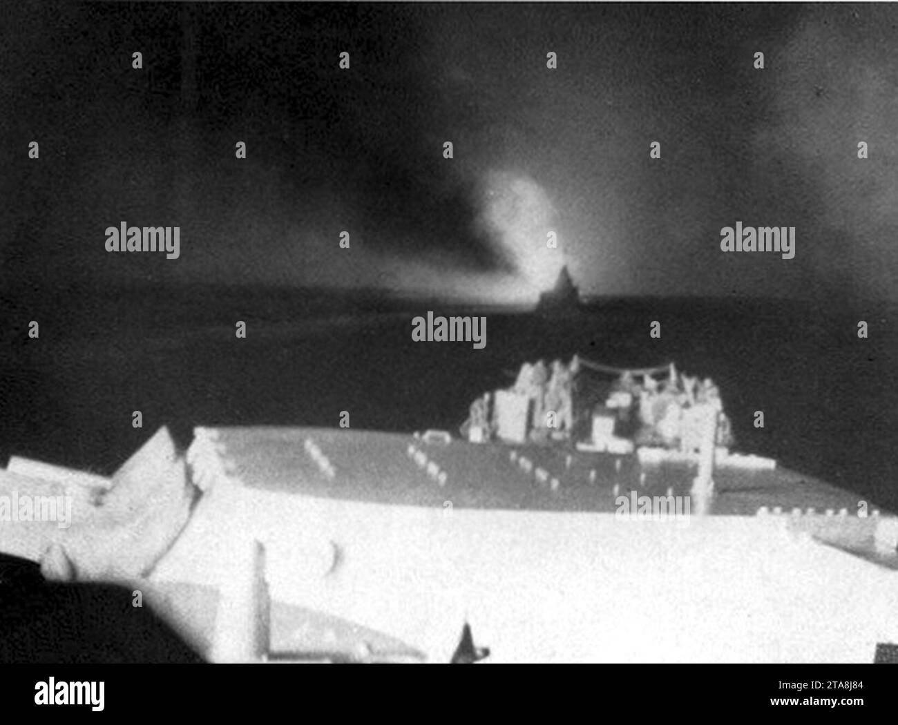 View forward from USS Columbia (CL56) during Battle of Empress Augusta