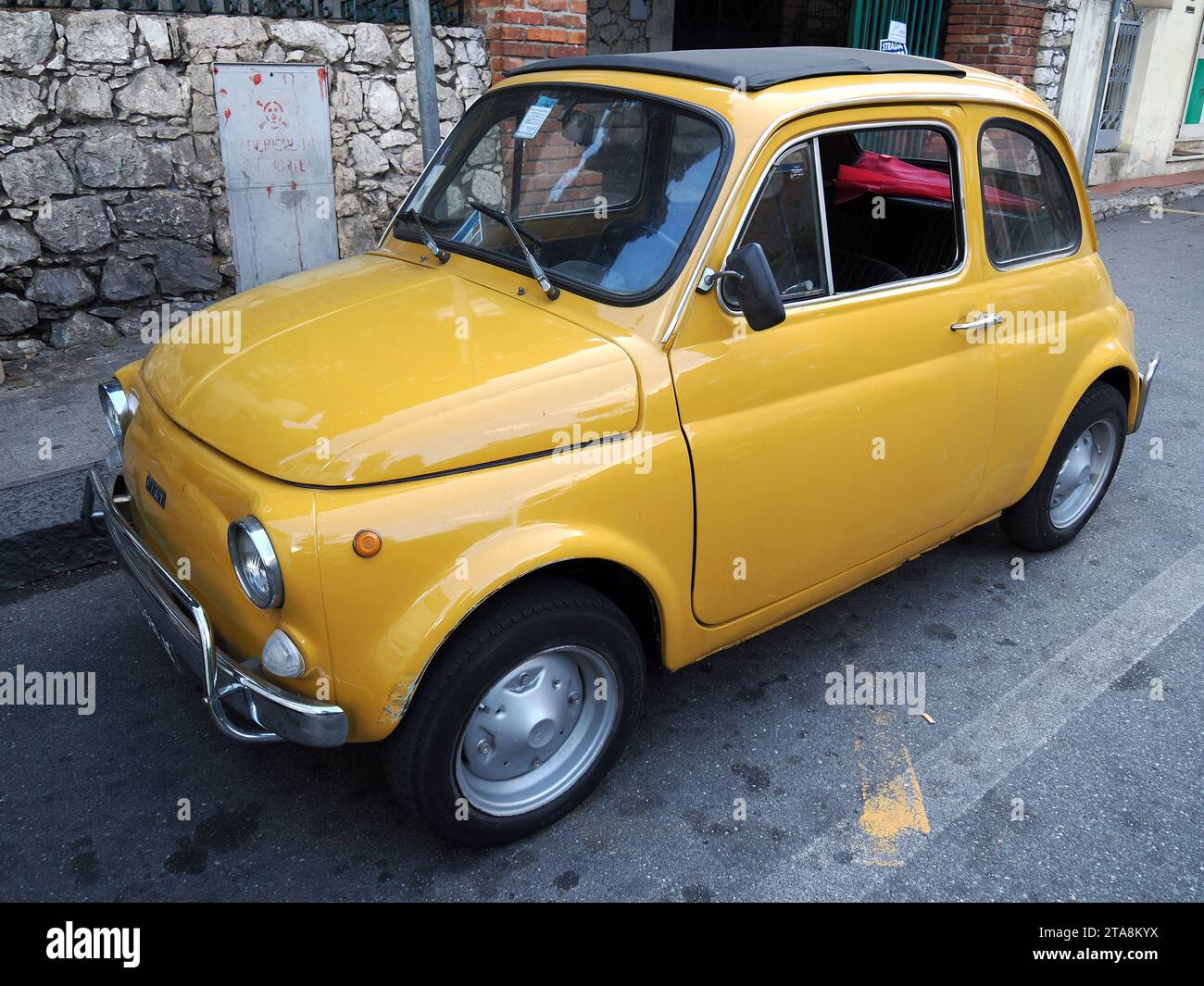 Fiat 500L car, Taormina, Messina, Sicily, Sicilia, Italy, Europe Stock