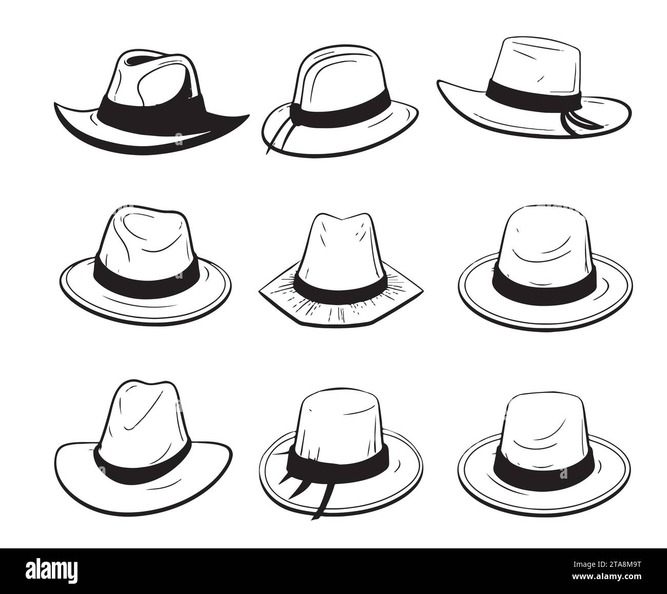 Fashion summer hat for men in black and white Stock Vector Image & Art -  Alamy