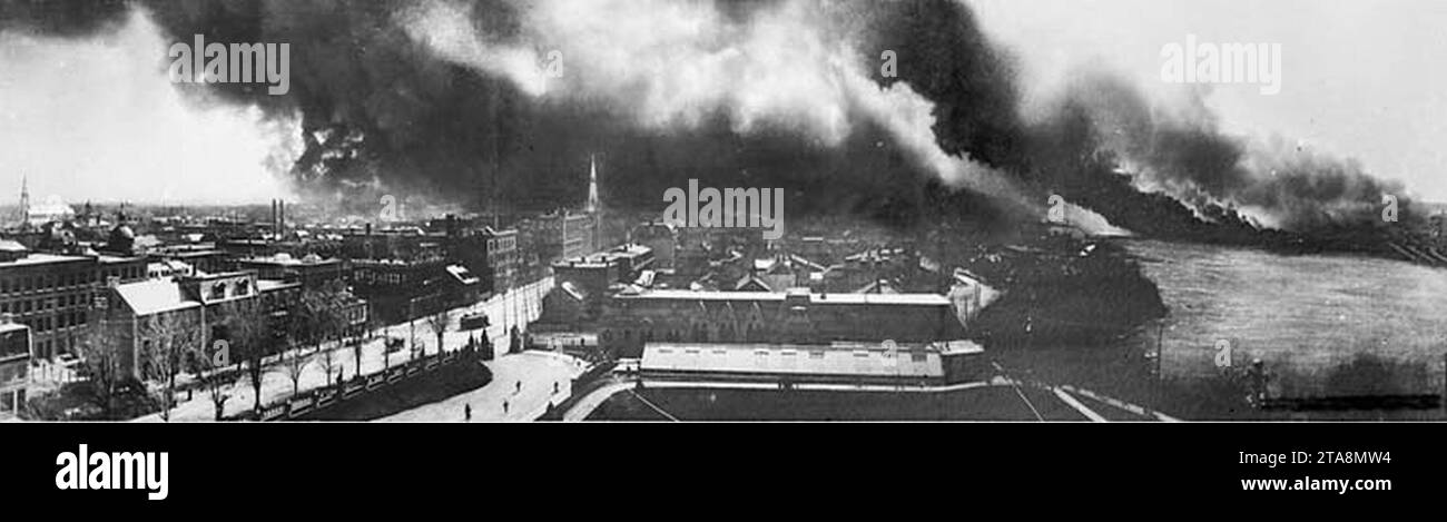 View of 1900 Ottawa-Hull fire. Stock Photo