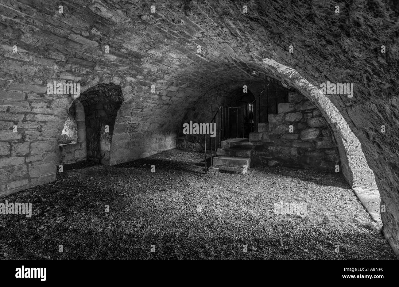 Cellar of Lochleven Castle near Kinross. Stock Photo
