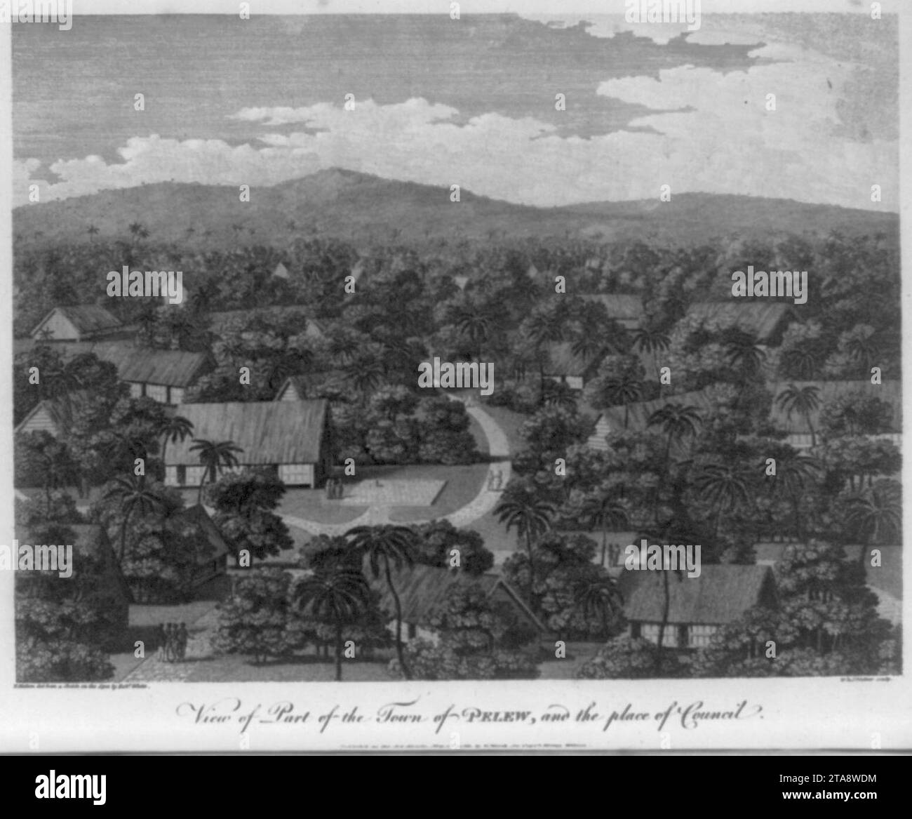 View of part of the town of Pelew, and the place of Council Stock Photo