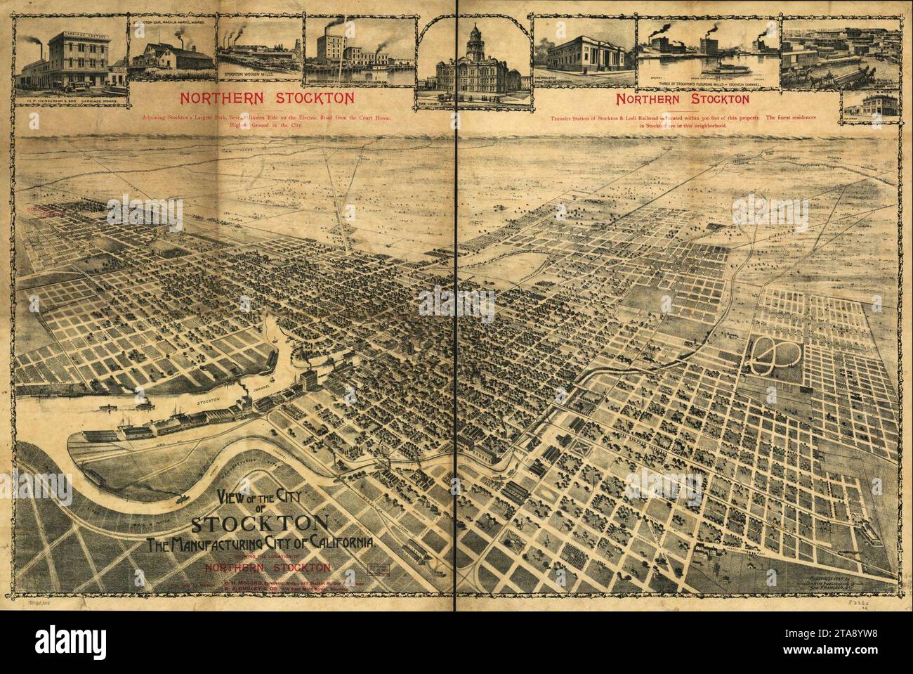 View of the city of Stockton, the Manufacturing City of California