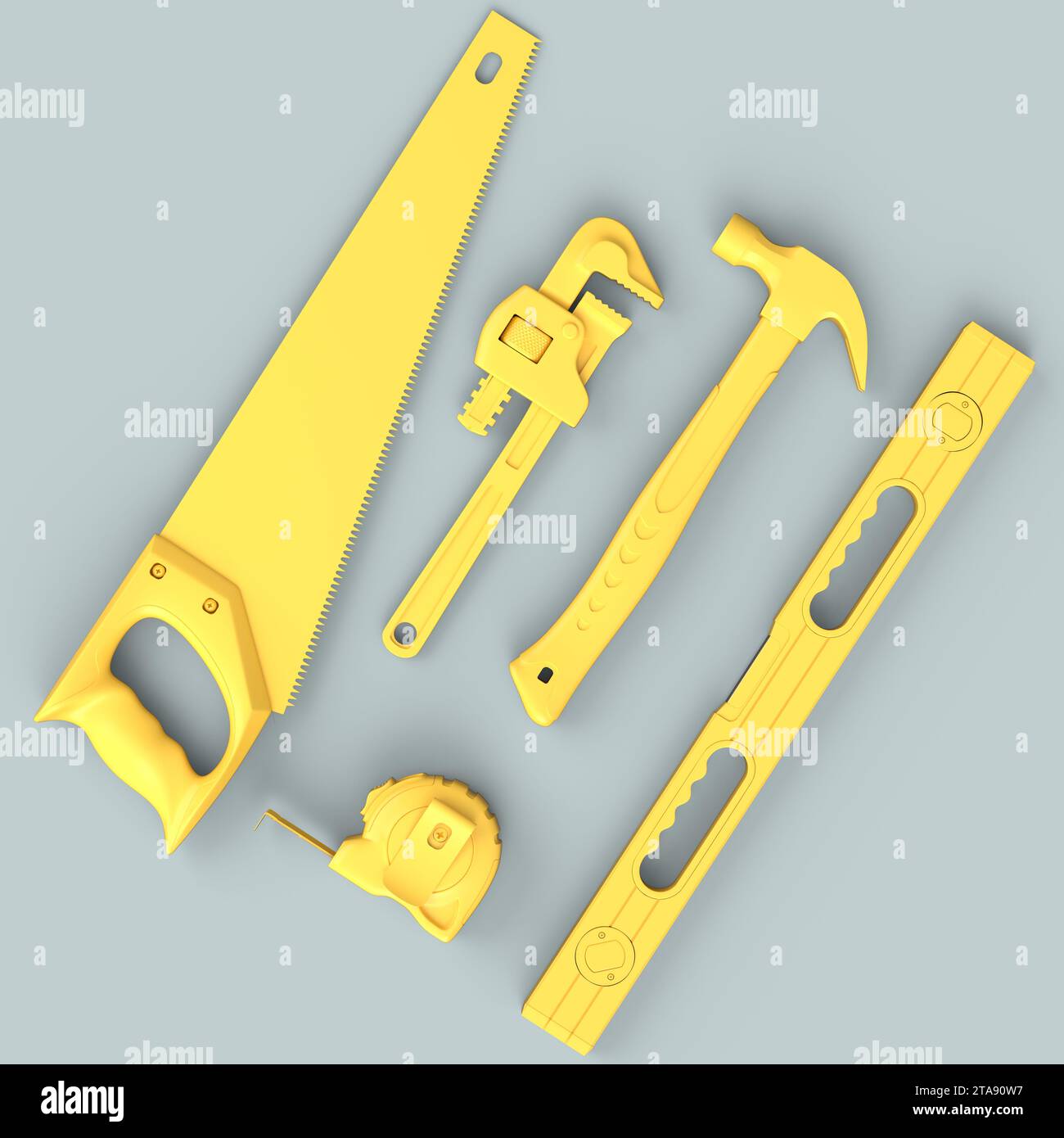 Top view of monochrome construction tools for repair and installation ...