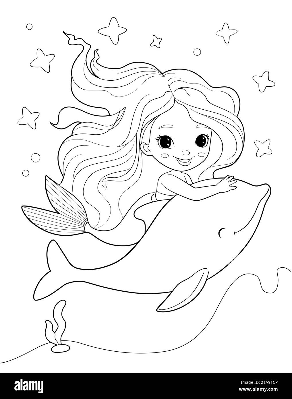 https://c8.alamy.com/comp/2TA91CP/cute-mermaid-girl-and-dolphin-outline-coloring-page-illustration-for-coloring-book-vector-outline-2TA91CP.jpg