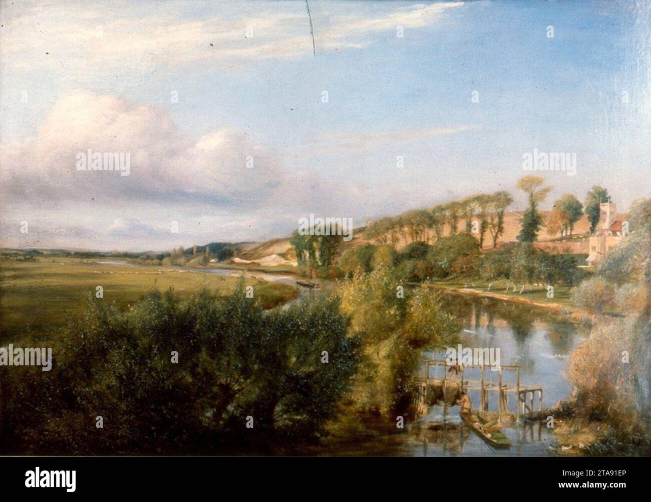 View of the Thames from Caversham Bridge, Berkshire Pidgeon. Stock Photo