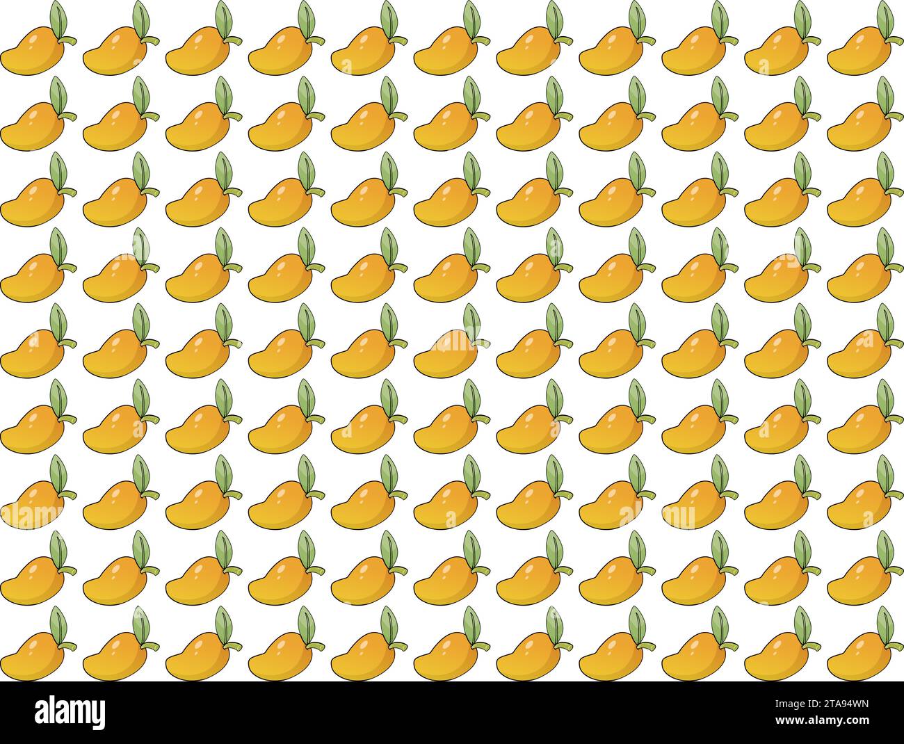 Delicious fresh Mango fruit Pattern vector illustration isolated Background colorful juicy Mango Stock Vector