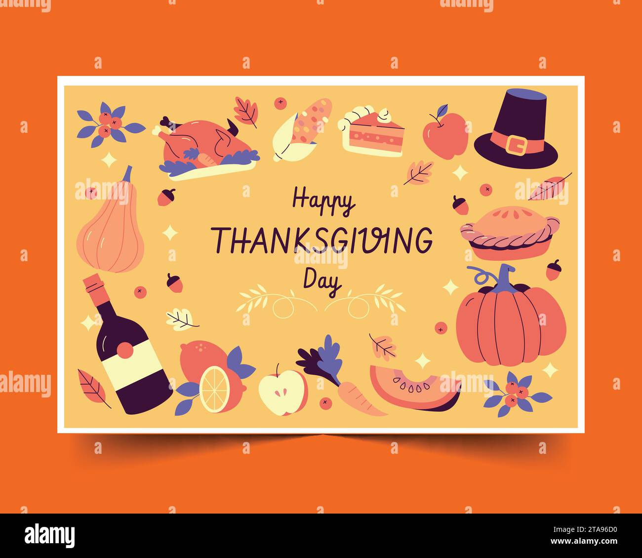 hand drawn thanksgiving background design vector illustration Stock ...