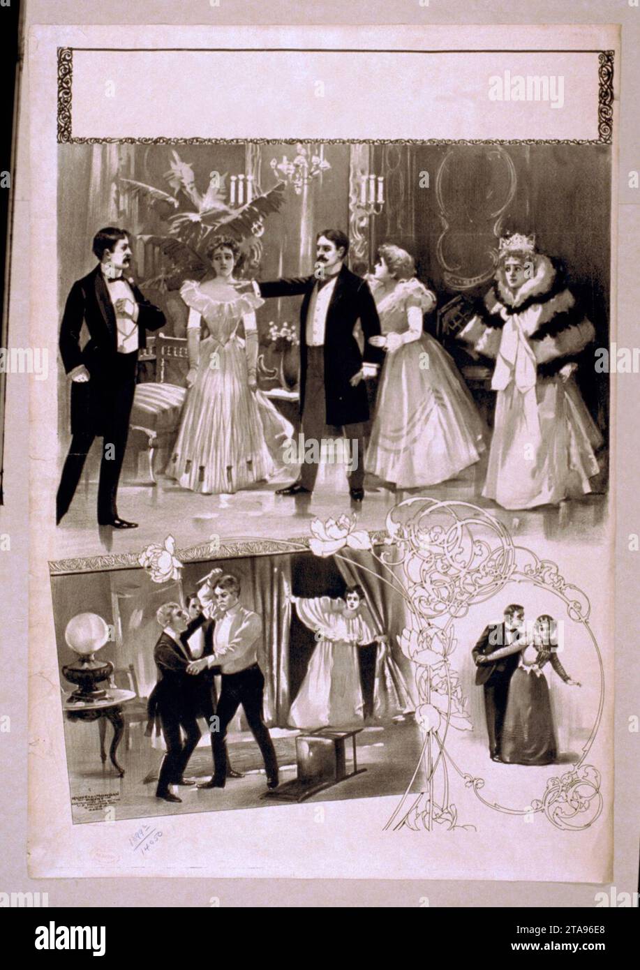 Vignettes of ballroom scene, stabbing attempt, and a couple Stock Photo ...