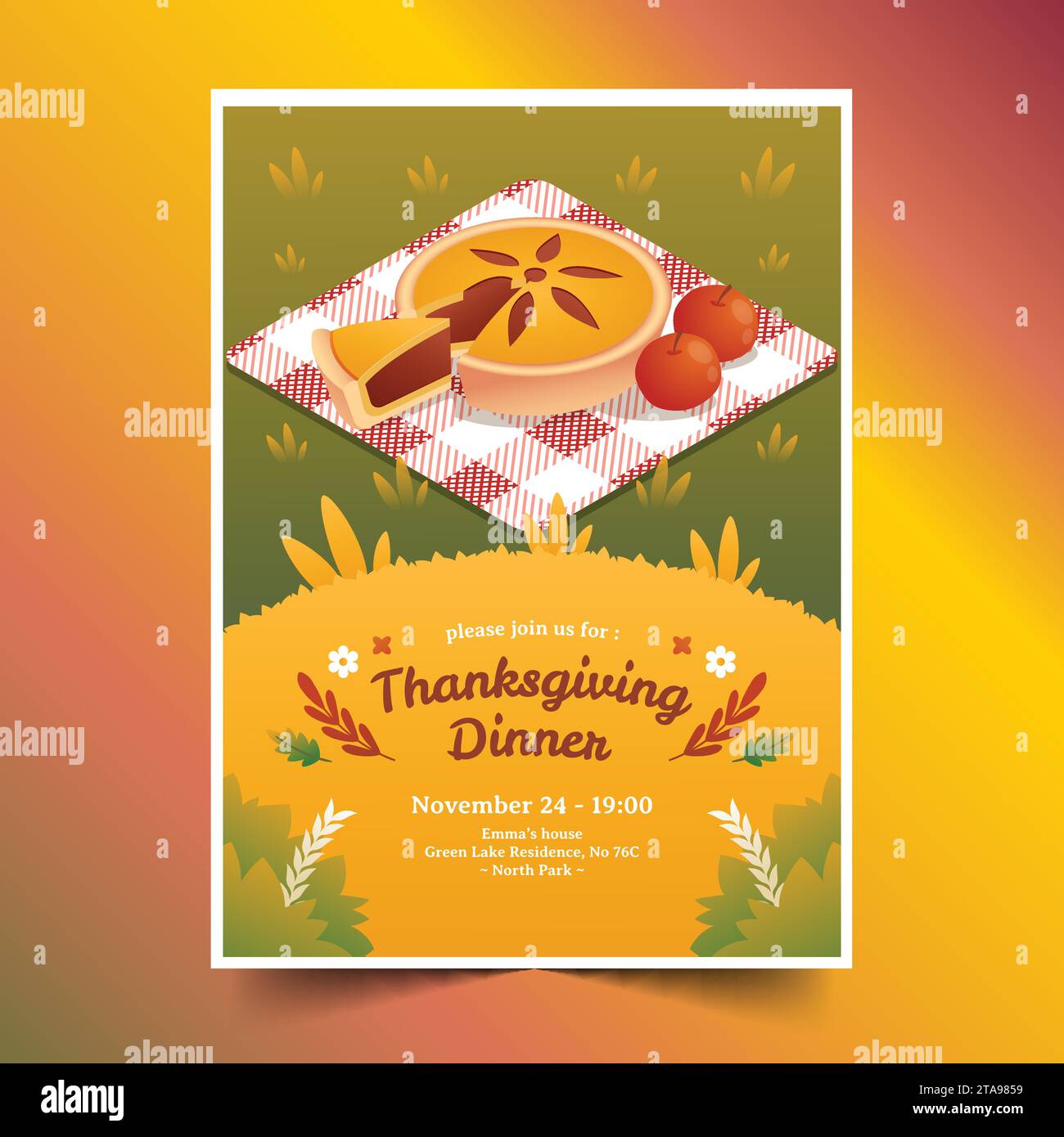 gradient thanksgiving flyer invitation design vector illustration Stock