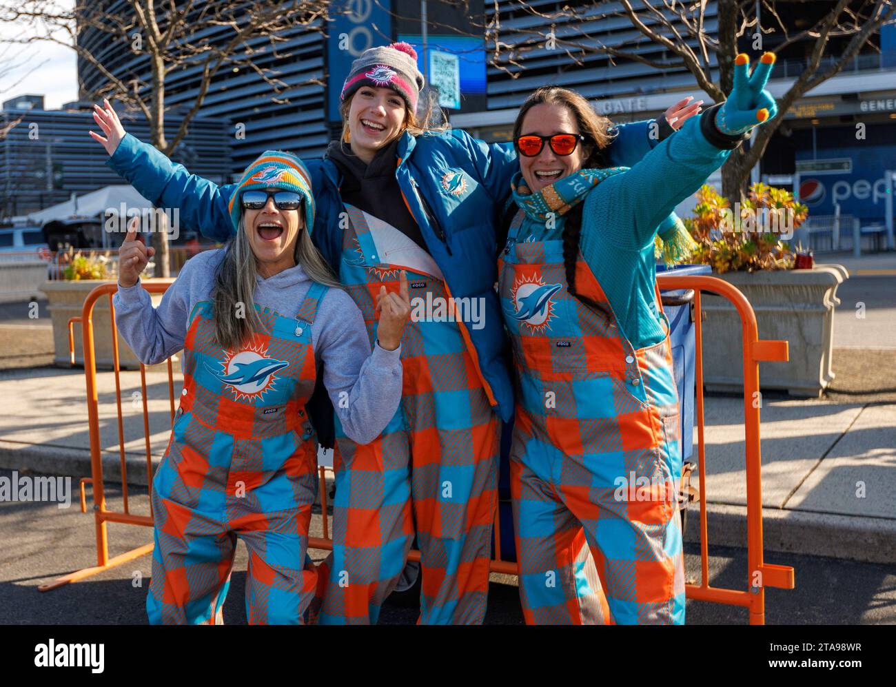 From left to right Miami Dolphins fans Liz Levenson Abby