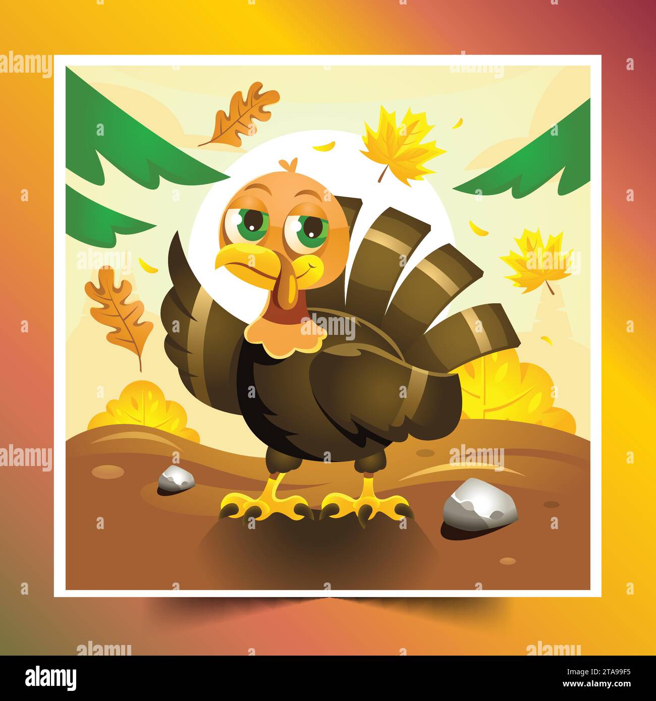 gradient cartoon character thanksgiving celebration design vector