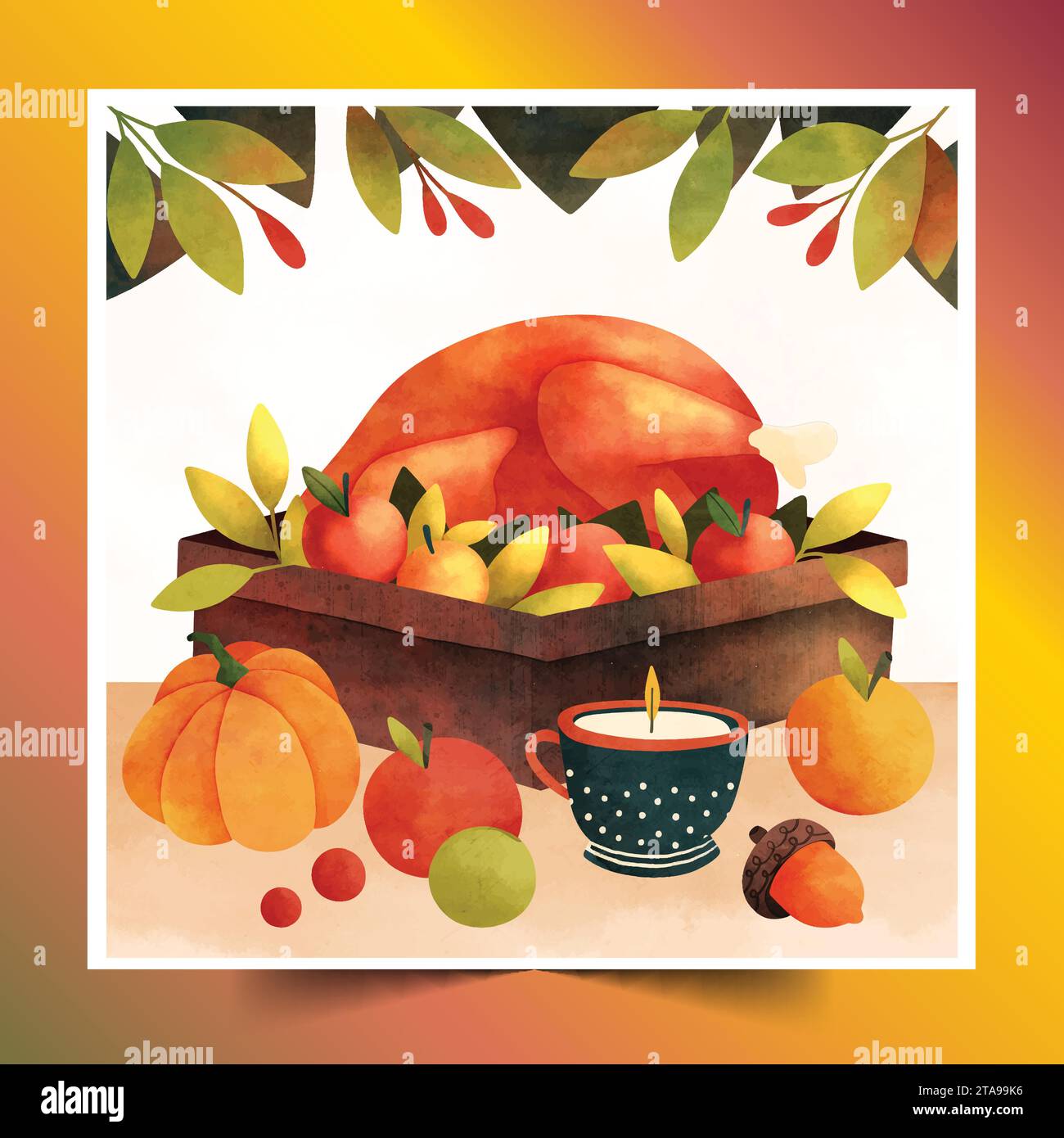 watercolor thanksgiving celebration design vector illustration Stock ...