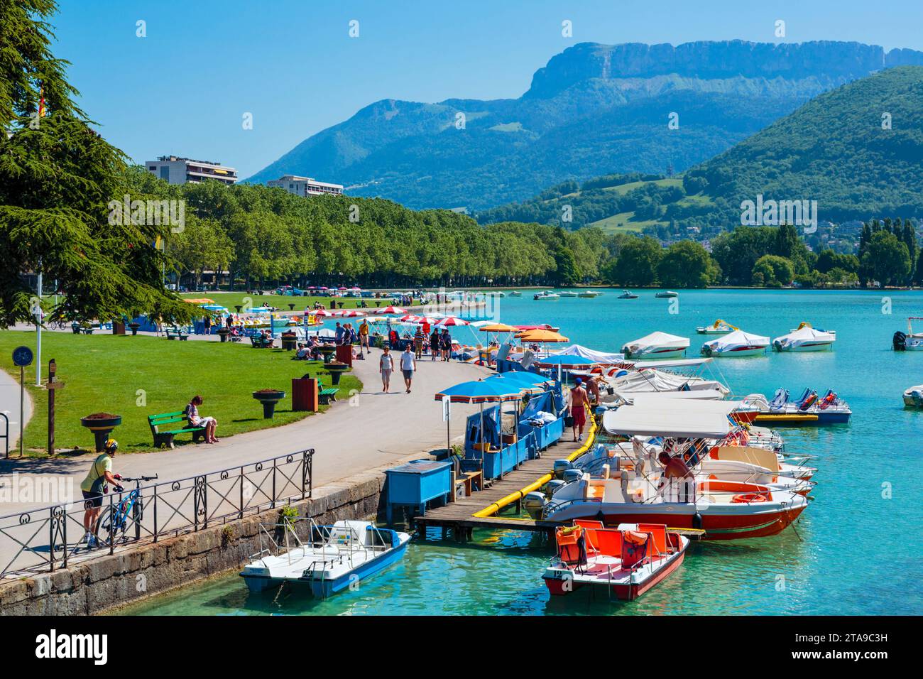 Boats on Lake Annecy, Annecy, Rhone-Alpes, France Stock Photo