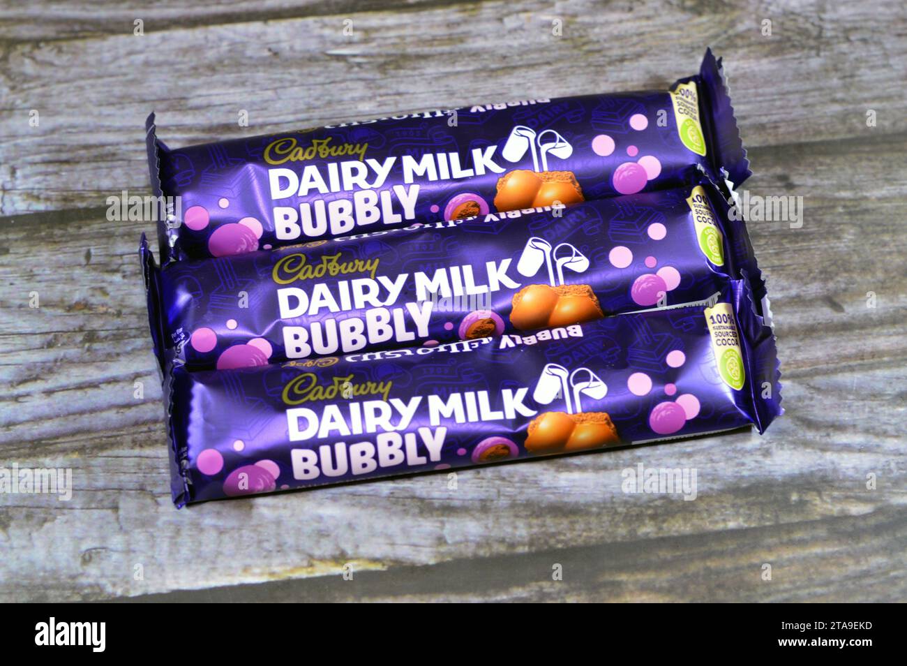 Giza, Egypt, November 4 2023 Cadbury dairy milk bubbly chocolate with