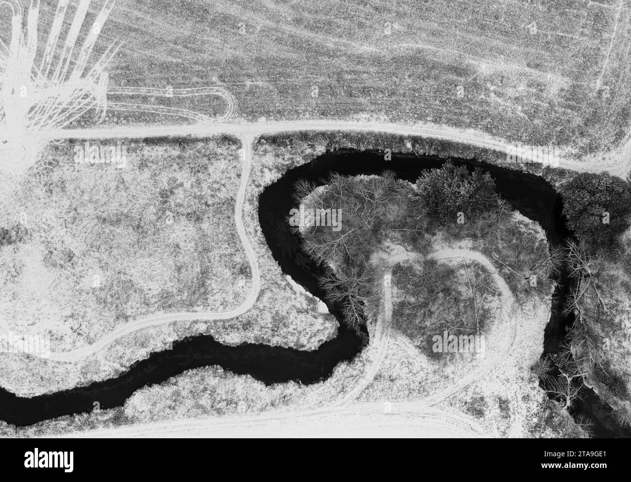 Aerial panoramic photograph of Black Earth Creek, near Cross Plains