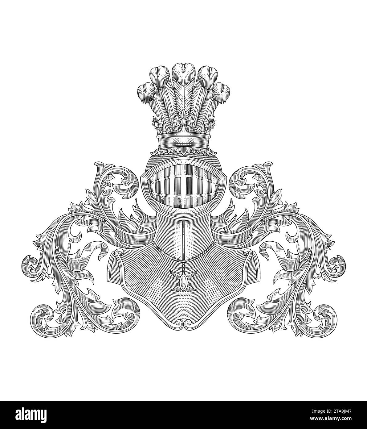 Family coat of arms, vintage engraving drawing style vector illustration Stock Vector Image