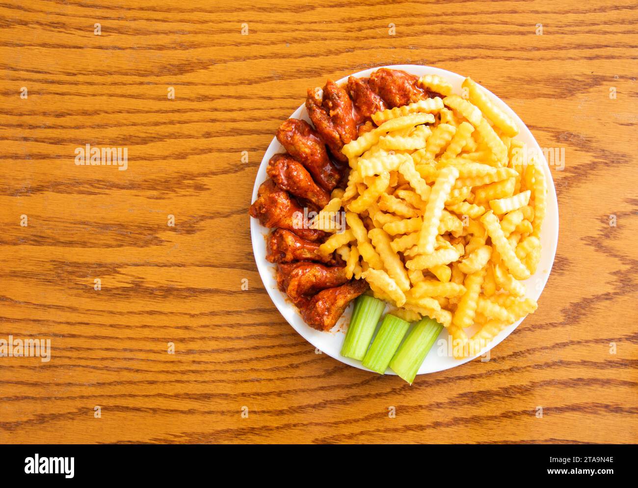 Hot Wing with Fries Stock Photo