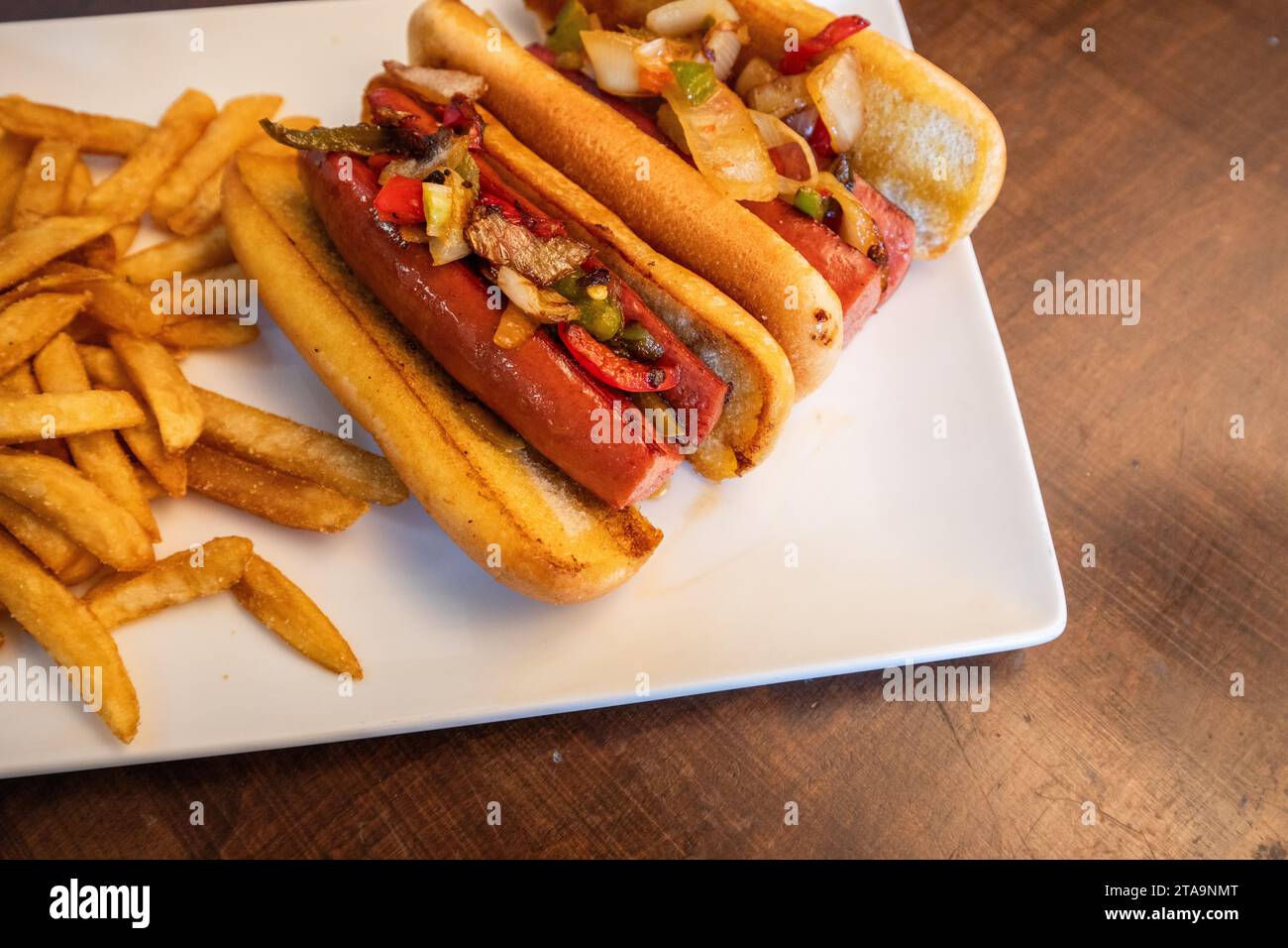 Sausage Dog with Veggies Stock Photo
