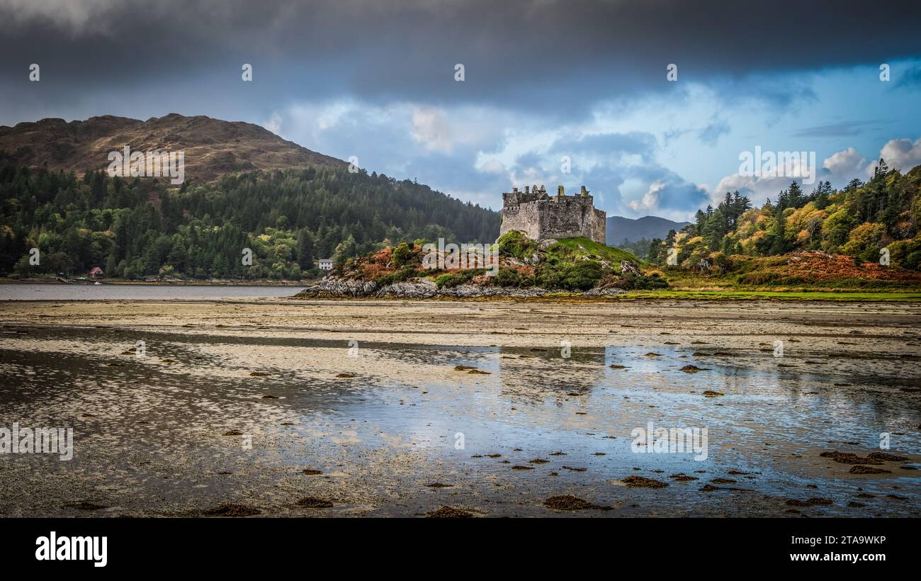 Castle Tioram at low tide Stock Photo