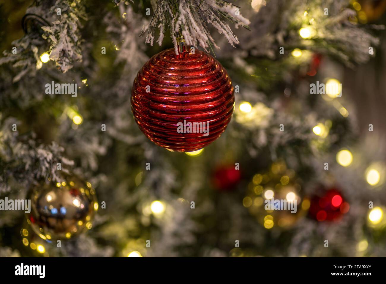 Red Christmas tree decoration Stock Photo