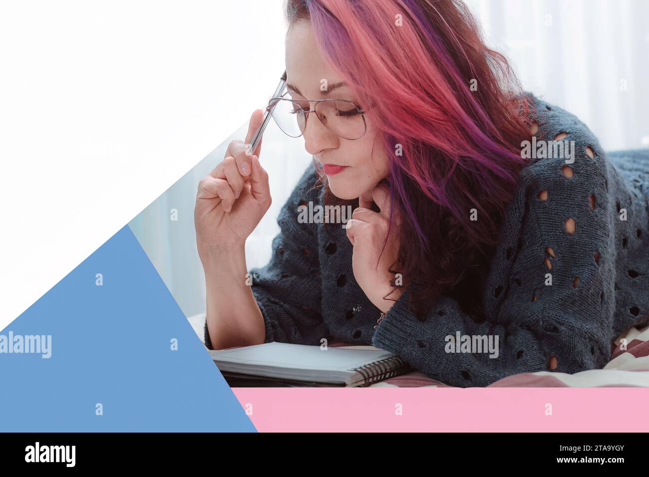 Pretty woman making video call working from home by quarantine Stock Photo