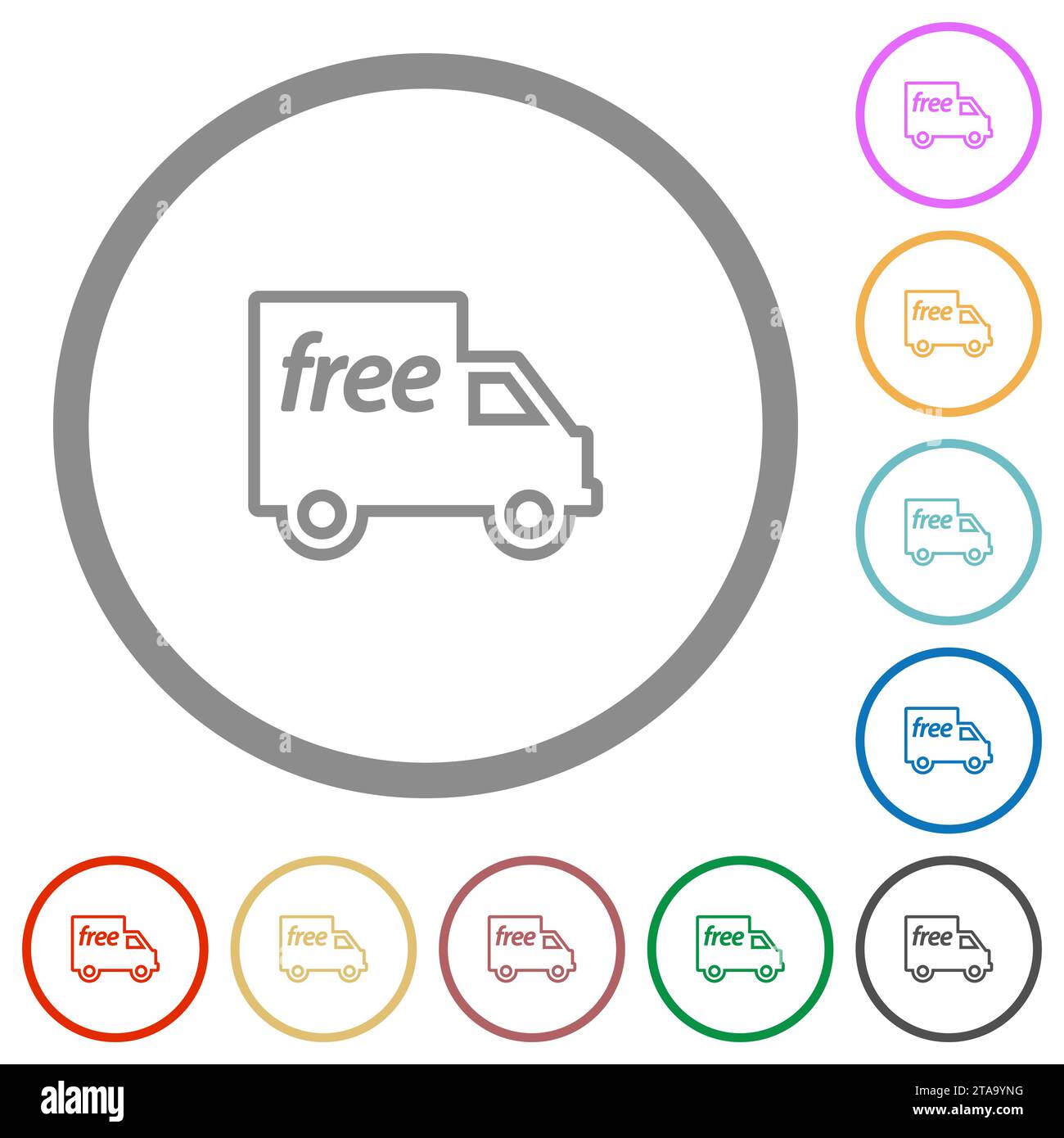Free shipping outline flat color icons in round outlines on white ...
