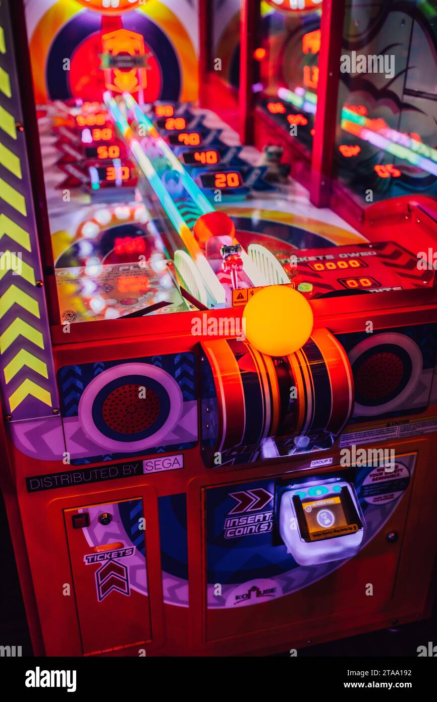 Sega Power Roll game at Seattle's Gameworks arcade Stock Photo Alamy