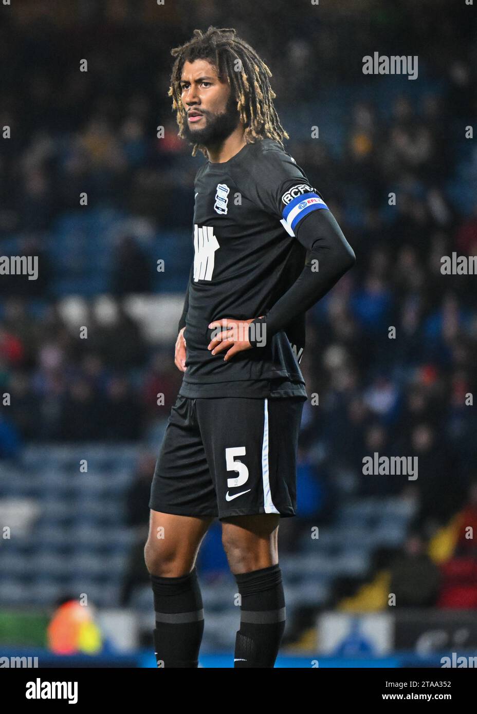 Blackburn, UK. 29th Nov, 2023. Dion Sanderson 5# of Birmingham City Football Club, during the Sky Bet Championship match Blackburn Rovers vs Birmingham City at Ewood Park, Blackburn, United Kingdom, 29th November 2023 (Photo by Cody Froggatt/News Images) in Blackburn, United Kingdom on 11/29/2023. (Photo by Cody Froggatt/News Images/Sipa USA) Credit: Sipa USA/Alamy Live News Stock Photo