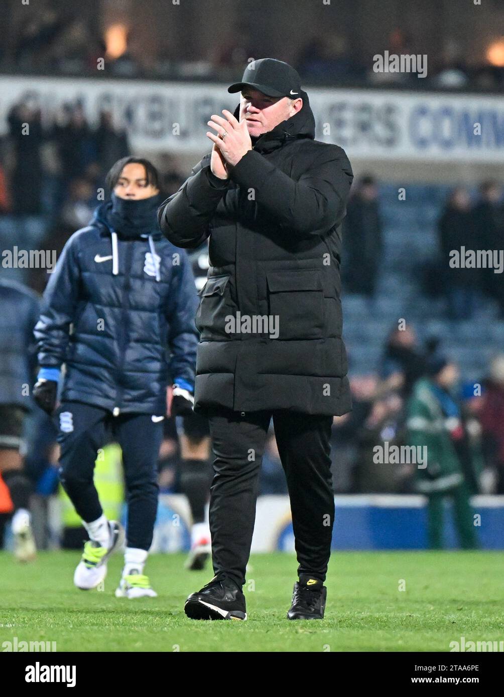 Blackburn, UK. 29th Nov, 2023. Wayne Rooney manager of Birmingham City Football Club claps fans at full time, during the Sky Bet Championship match Blackburn Rovers vs Birmingham City at Ewood Park, Blackburn, United Kingdom, 29th November 2023 (Photo by Cody Froggatt/News Images) in Blackburn, United Kingdom on 11/29/2023. (Photo by Cody Froggatt/News Images/Sipa USA) Credit: Sipa USA/Alamy Live News Stock Photo