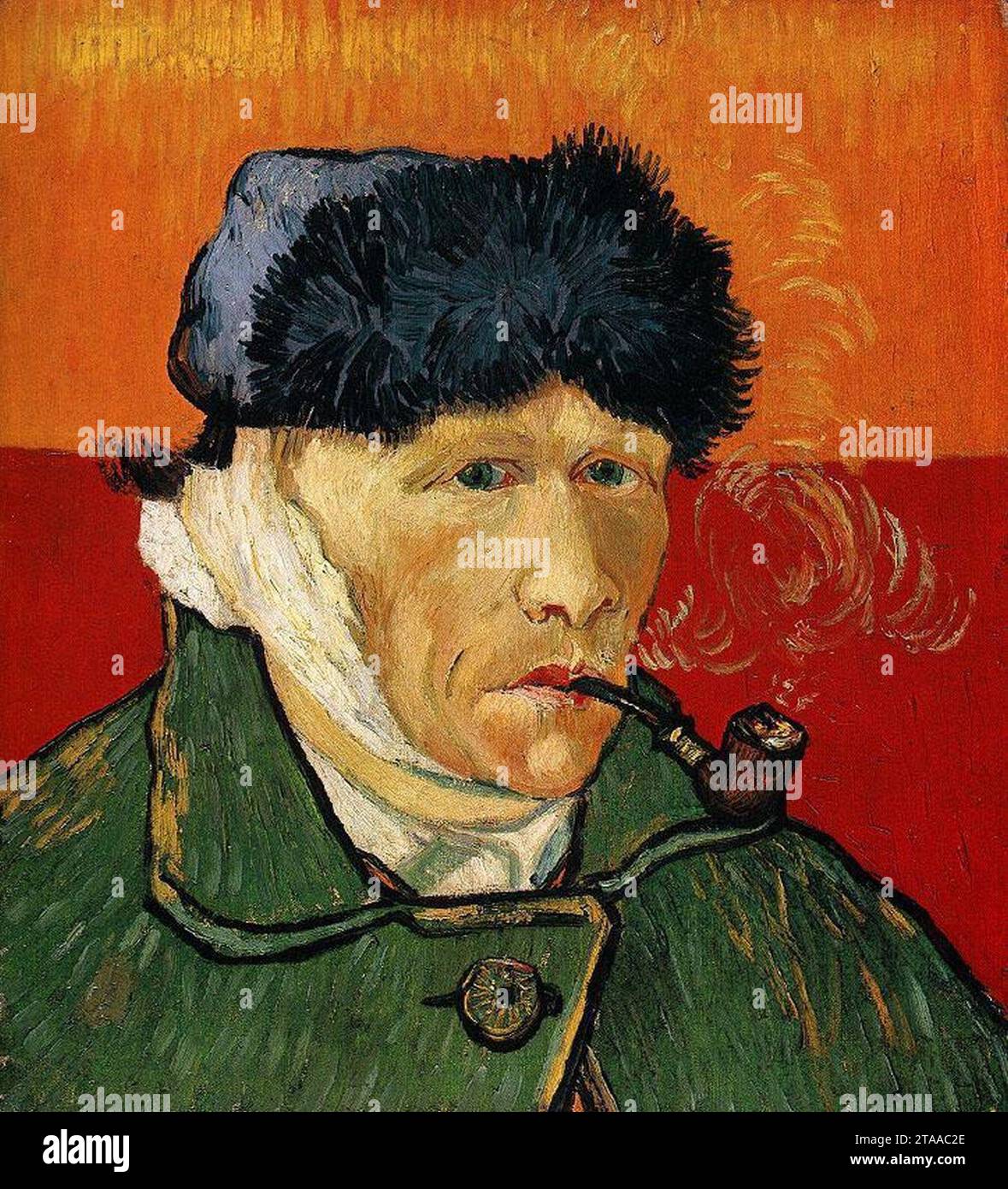 Vincent van Gogh - Self Portrait with Bandaged Ear and Pipe Stock Photo
