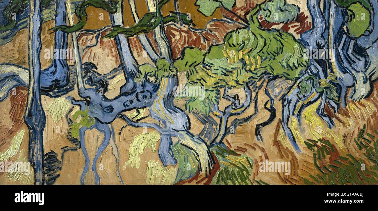 Tree With Roots Painting Vincent van Gogh - Tree Roots and Trunks (F816 Stock Photo - Alamy
