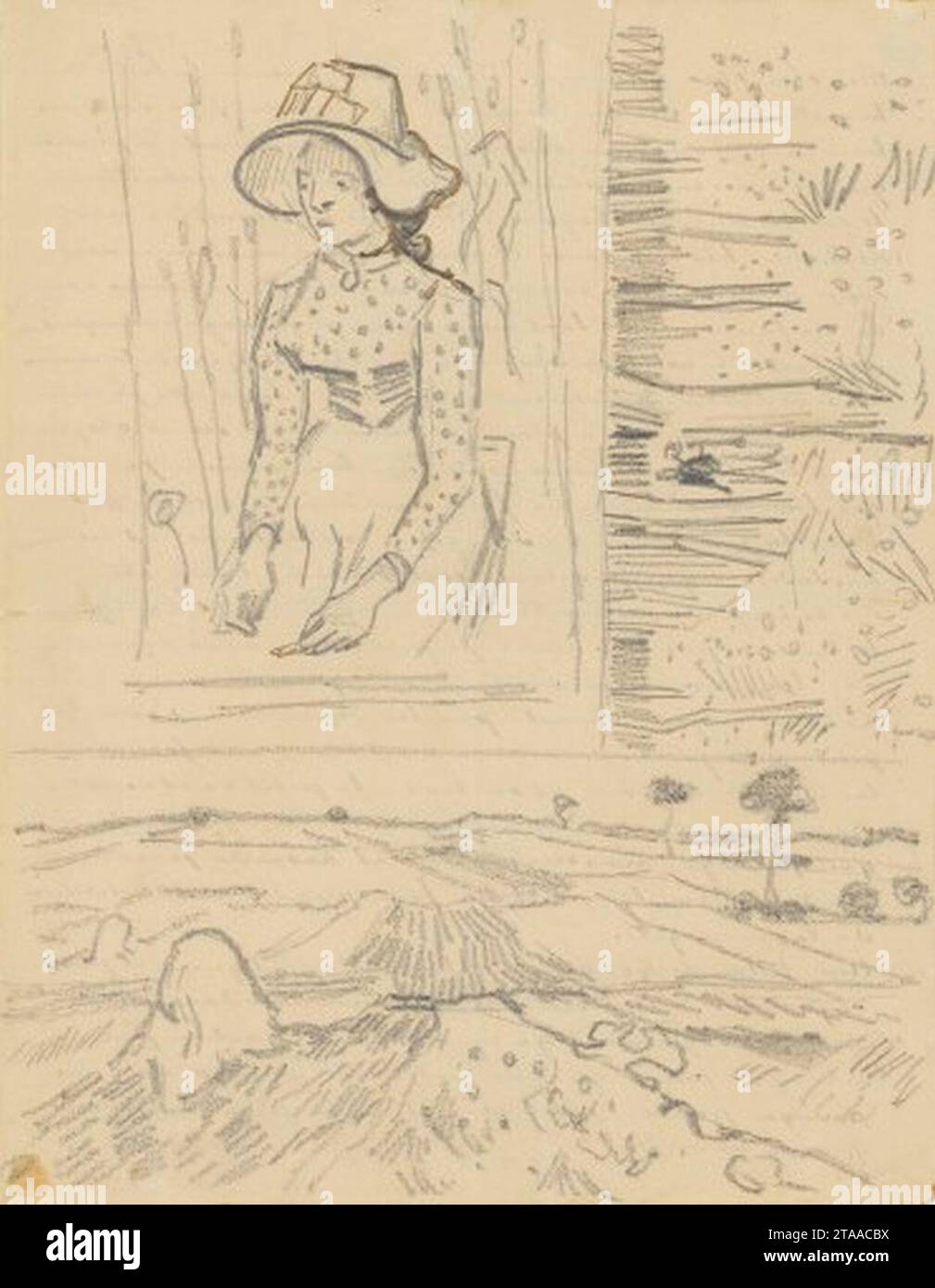 Vincent van Gogh - Three drawings from the letter 2 July 1890 Stock ...