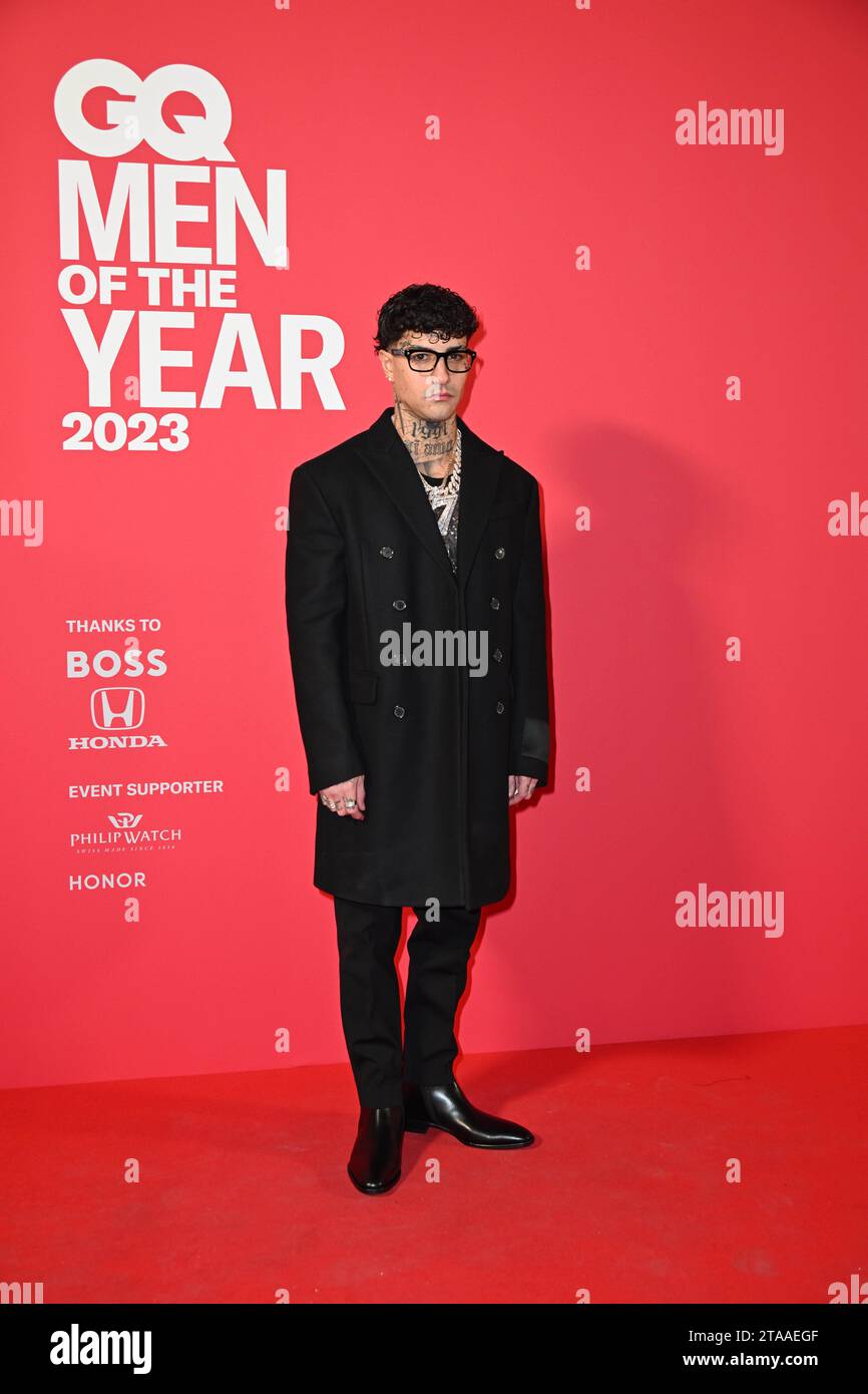 Milan, Italy. 30th Nov, 2023. Milan, GQ Italia Photocall for the MEN OF THE YEAR PARTY at Palazzo Serbelloni. in the photo: Tony Effe Credit: Independent Photo Agency/Alamy Live News Stock Photo