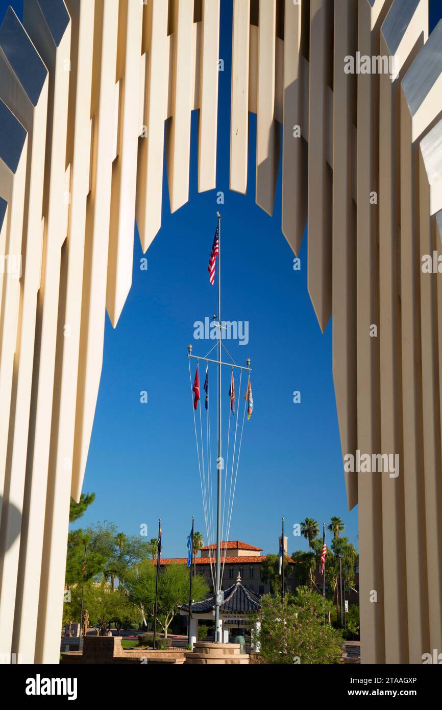 USS Arizona signal mast from Ernest W. McFarland Memorial, Wesley Bolin Memorial Plaza, Phoenix, Arizona Stock Photo